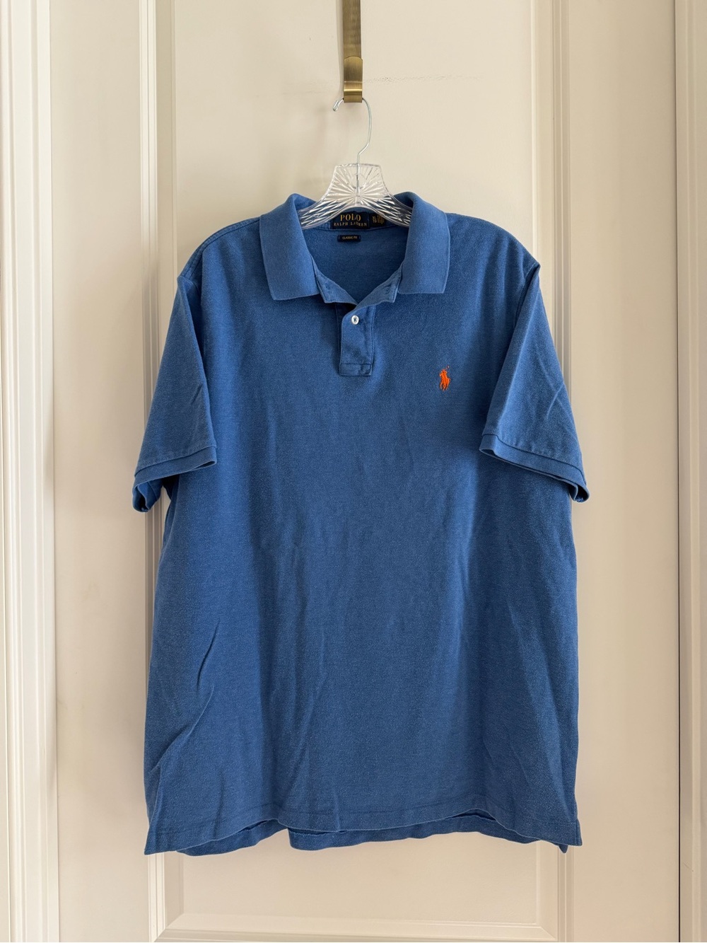 Ralph Lauren Blue Polo with Orange Pony Embroidery